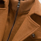 Men's Wool-Blend Overcoat - Tailored Button-Up Winter Coat for Cold Weather Wear