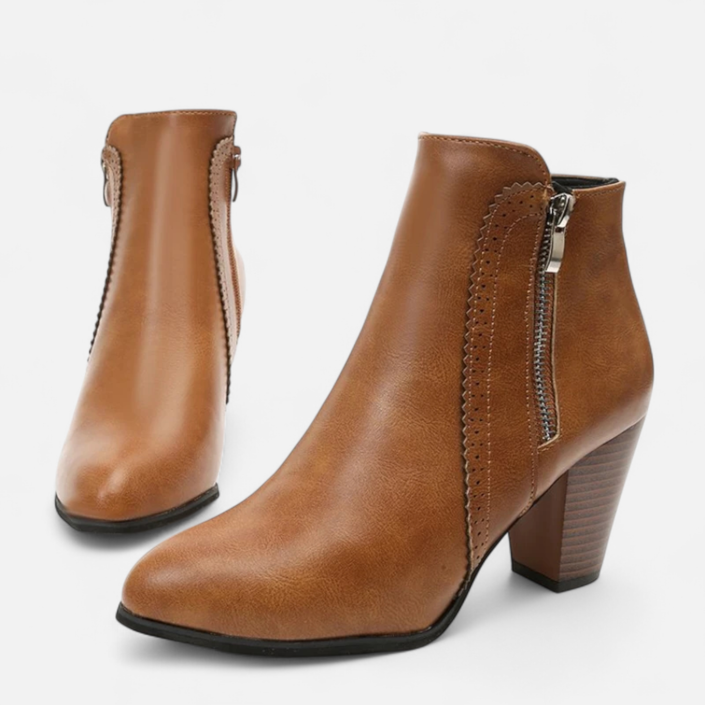 Retro Zip-Heel Women's Boots | Stylish Leather Ankle Boots for Casual Wear | Vintage-Inspired Footwear