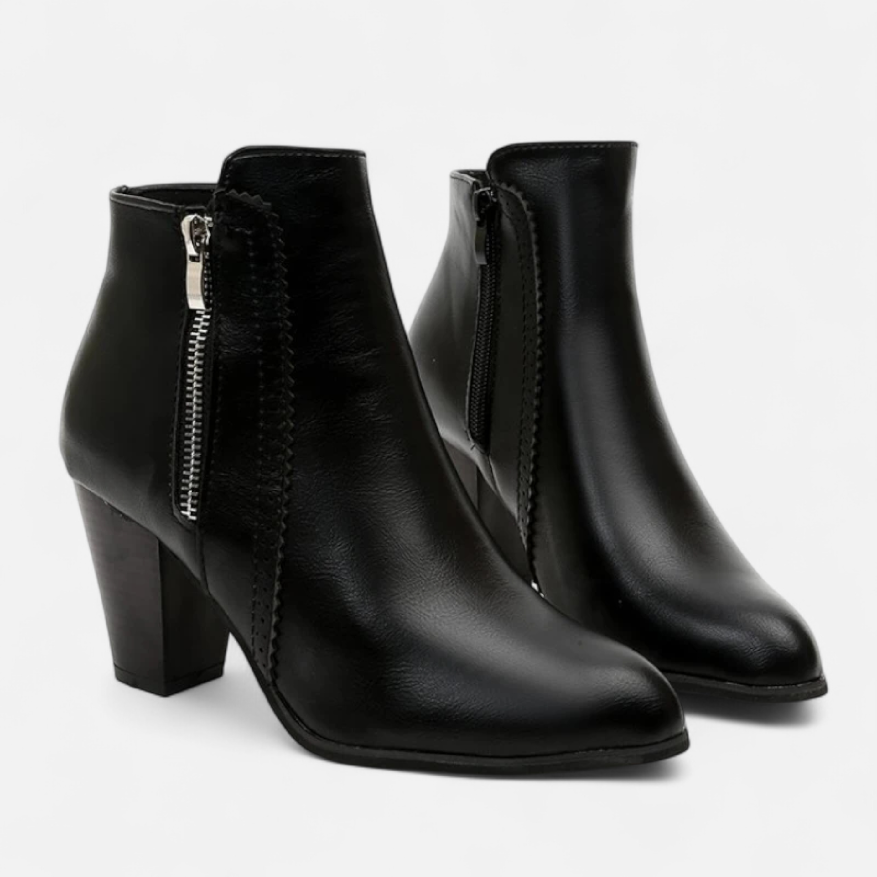 Retro Zip-Heel Women's Boots | Stylish Leather Ankle Boots for Casual Wear | Vintage-Inspired Footwear