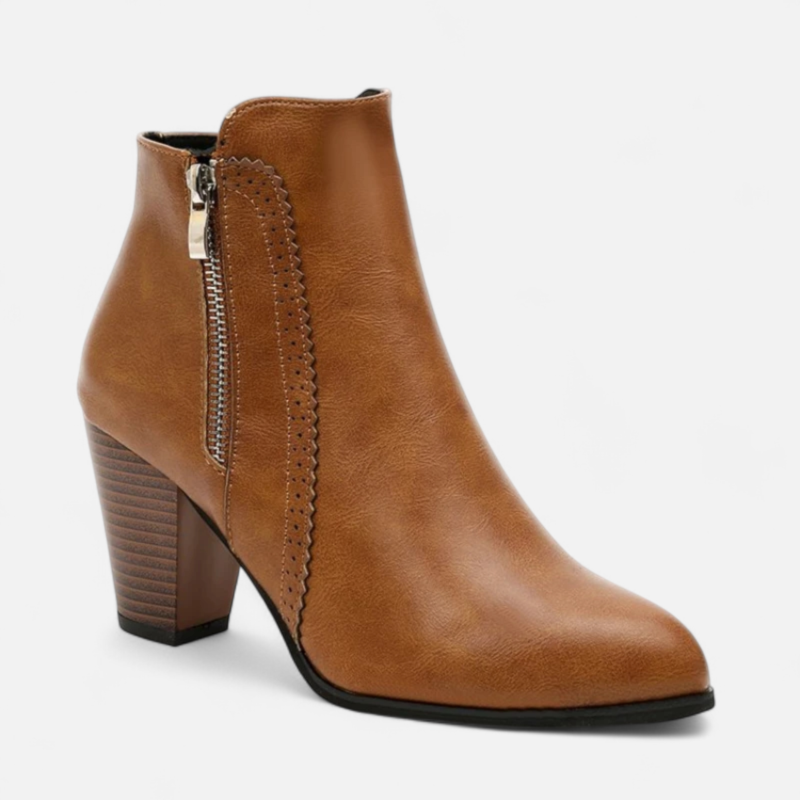 Retro Zip-Heel Women's Boots | Stylish Leather Ankle Boots for Casual Wear | Vintage-Inspired Footwear