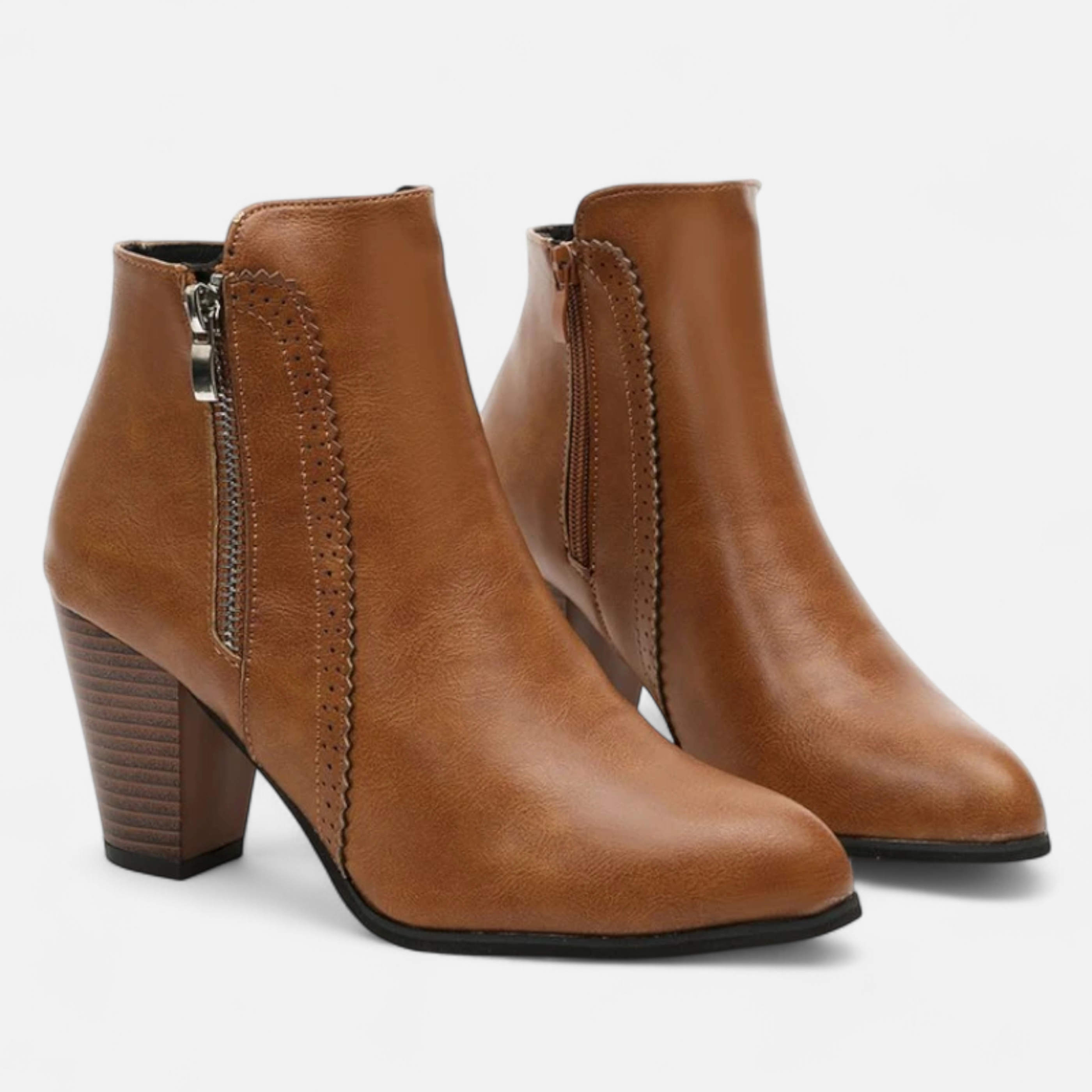 Retro Zip-Heel Women's Boots | Stylish Leather Ankle Boots for Casual Wear | Vintage-Inspired Footwear