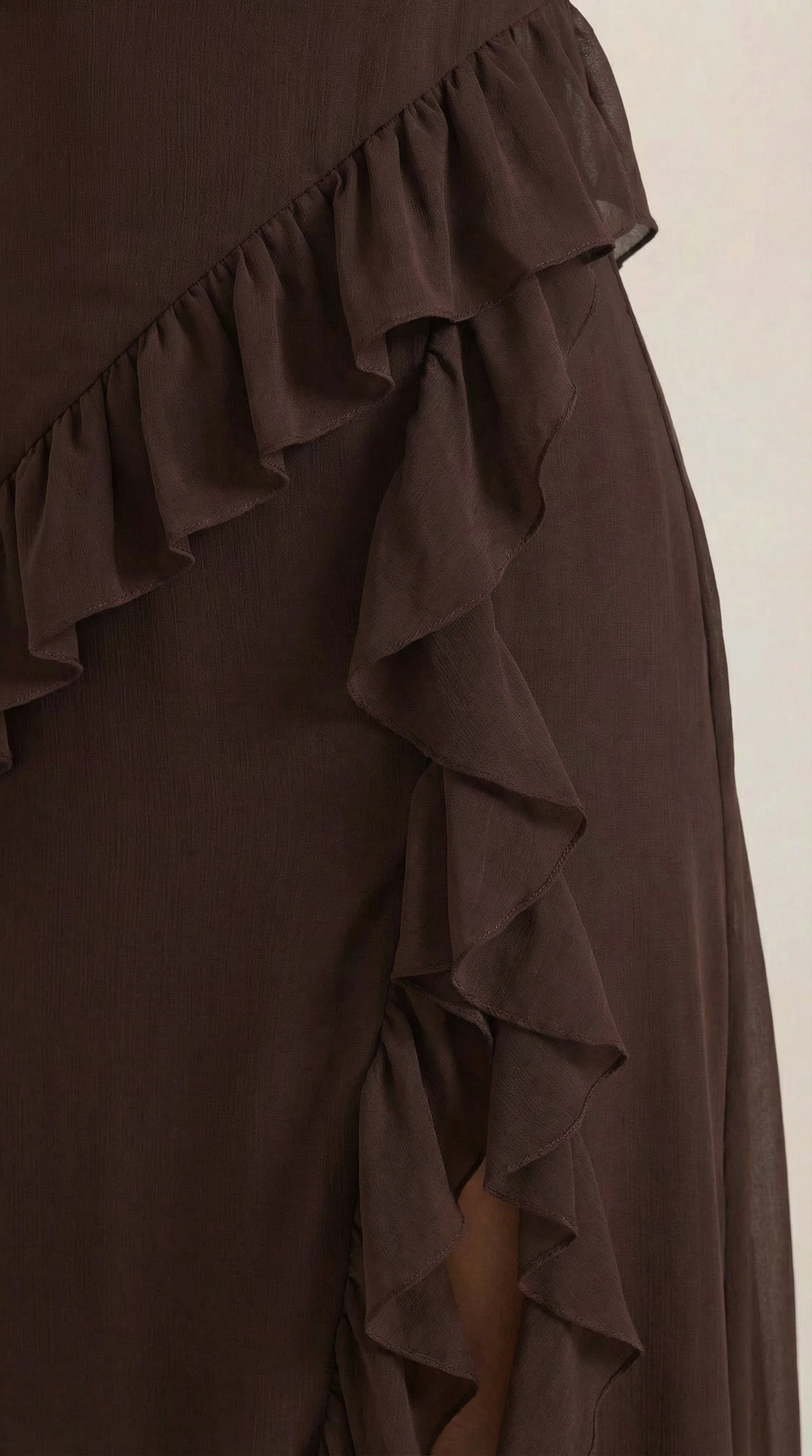 Ruffled Maxi Dress - Lightweight Fabric, Elegant Design for Casual or Formal Wear