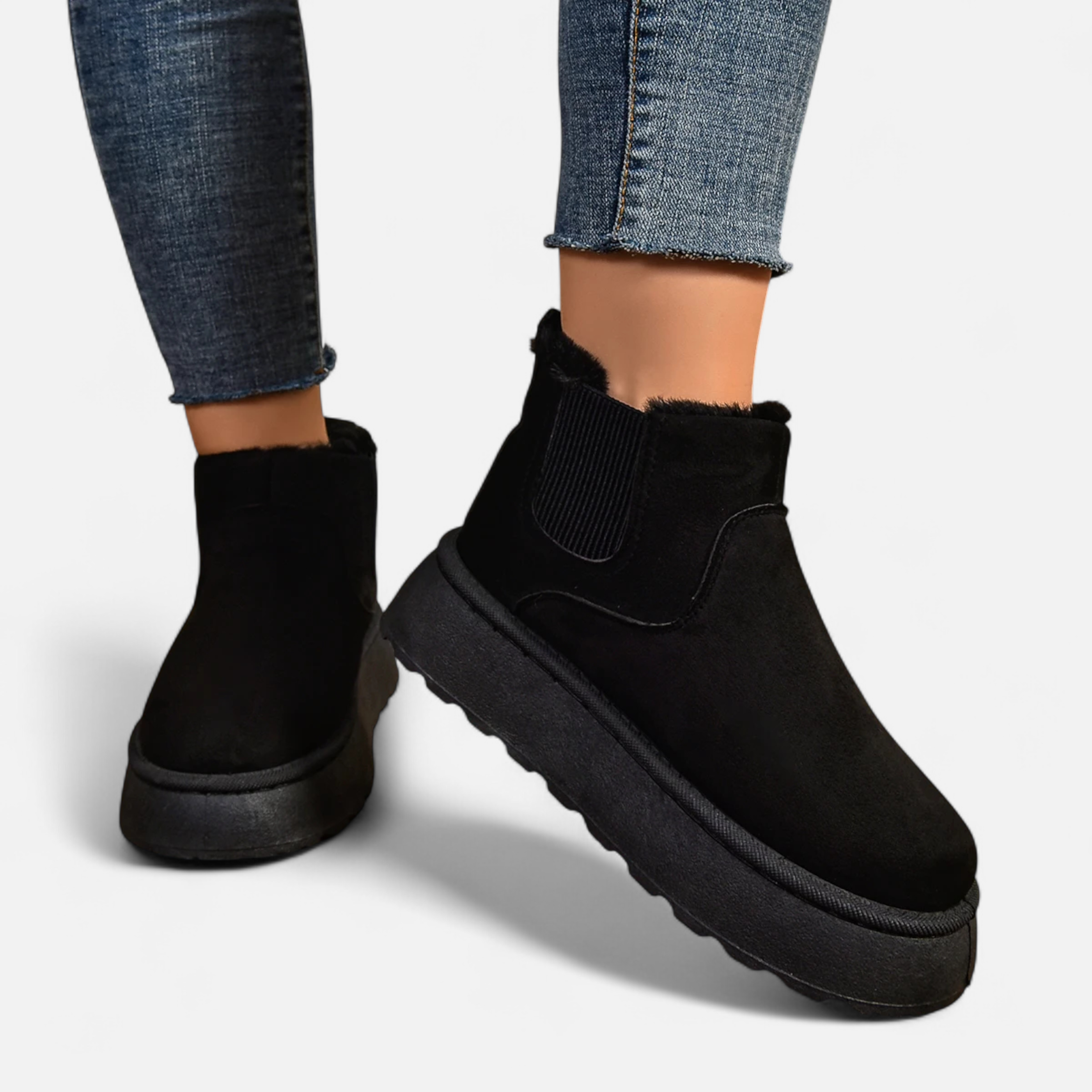 Short Plush Platform Ankle Boots for Women | Stylish and Comfortable Footwear for Everyday Wear