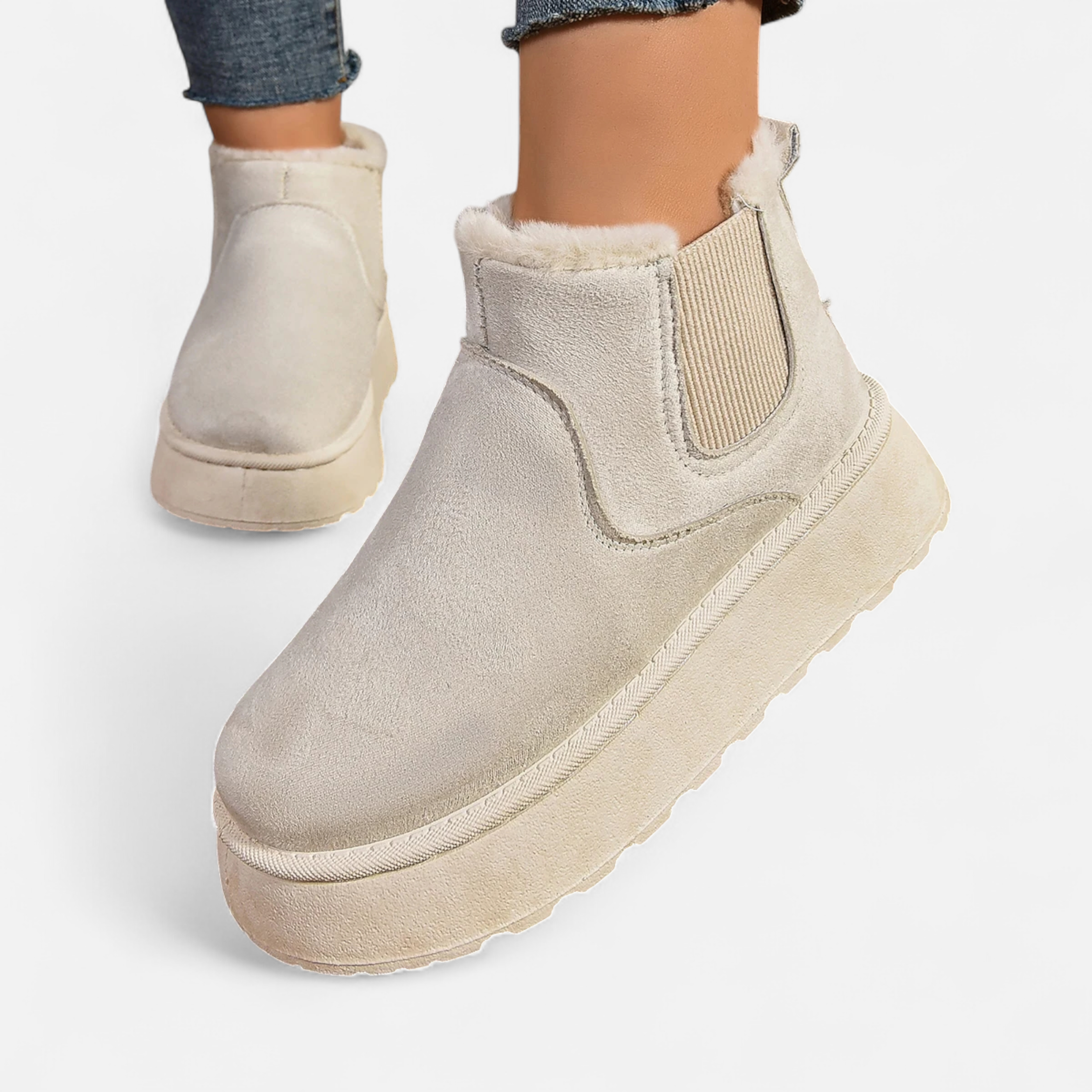 Short Plush Platform Ankle Boots for Women | Stylish and Comfortable Footwear for Everyday Wear