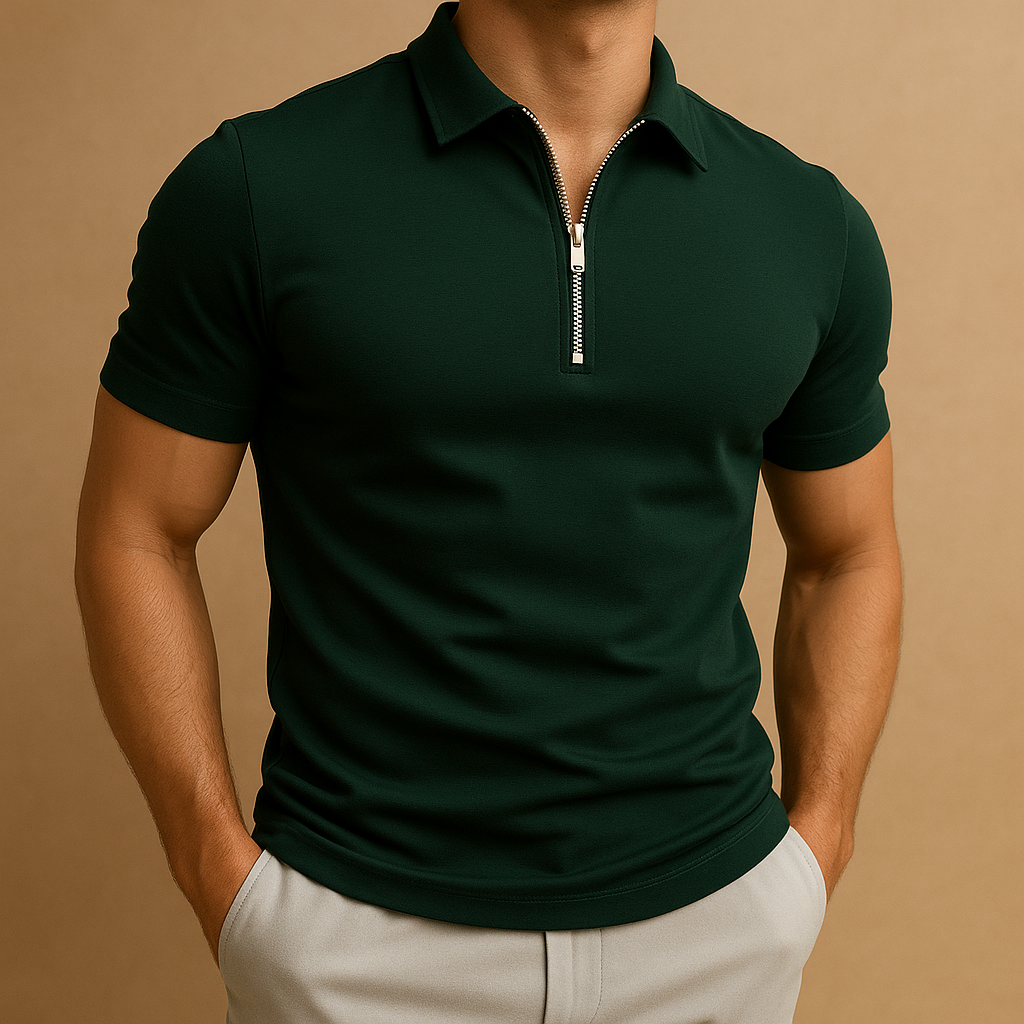 Slim Fit Men's Polo Shirt with Zipper | Modern Casual or Active Wear