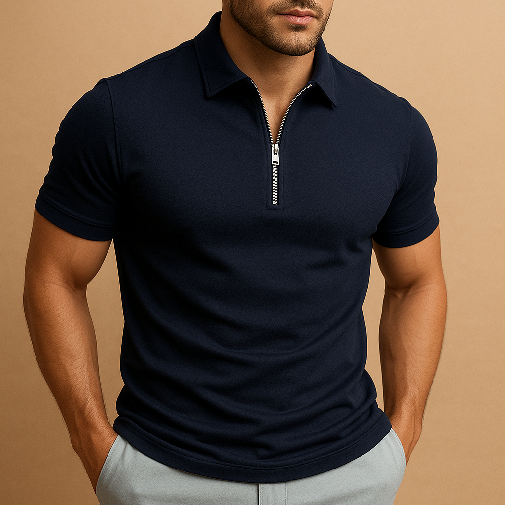 Slim Fit Men's Polo Shirt with Zipper | Modern Casual or Active Wear