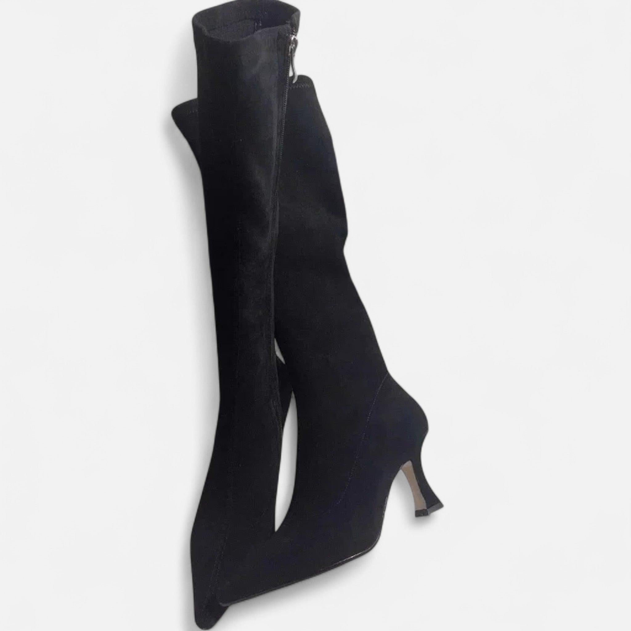Suede Thigh-High Heeled Boots for Women | Stylish Footwear for Dressy Occasions