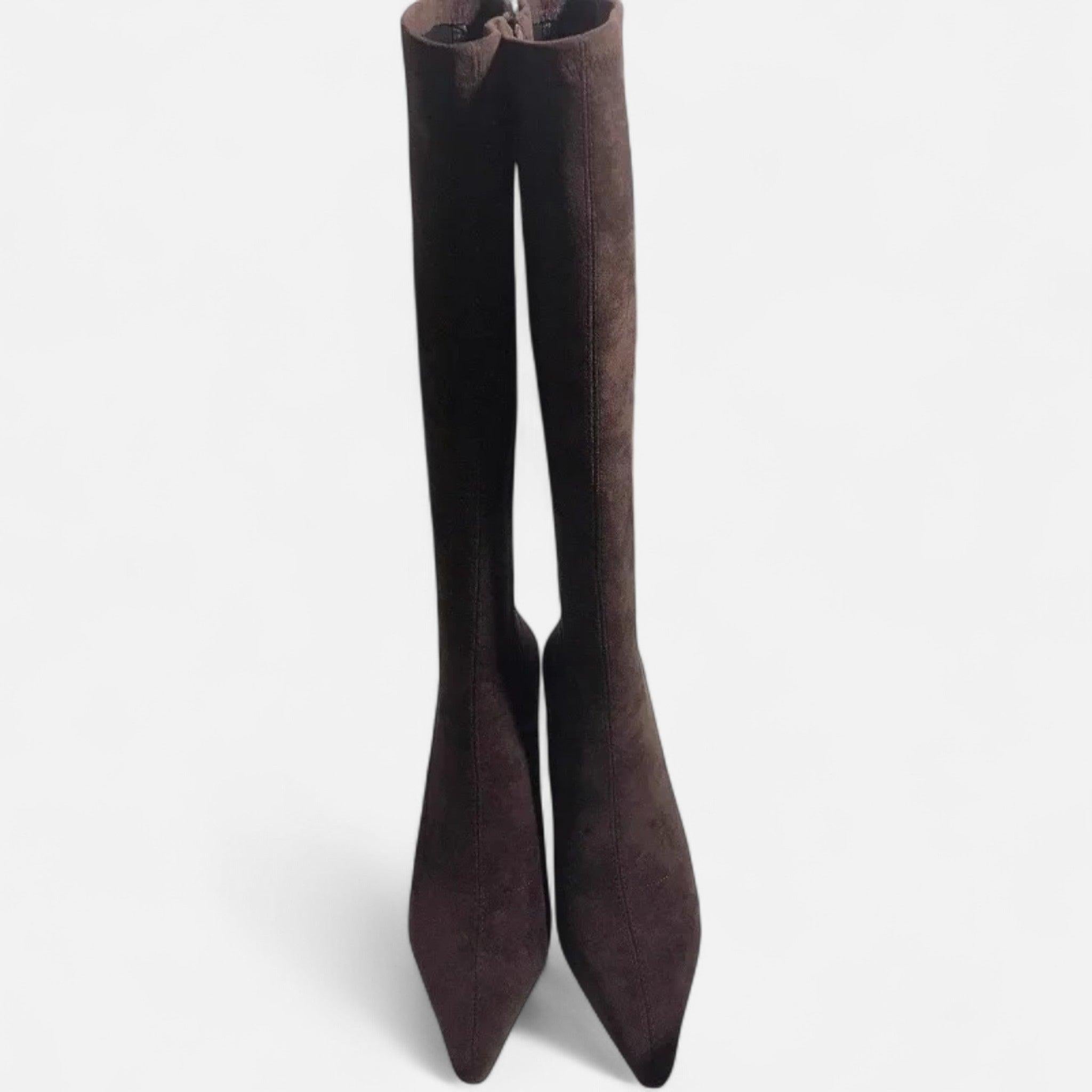 Suede Thigh-High Heeled Boots for Women | Stylish Footwear for Dressy Occasions