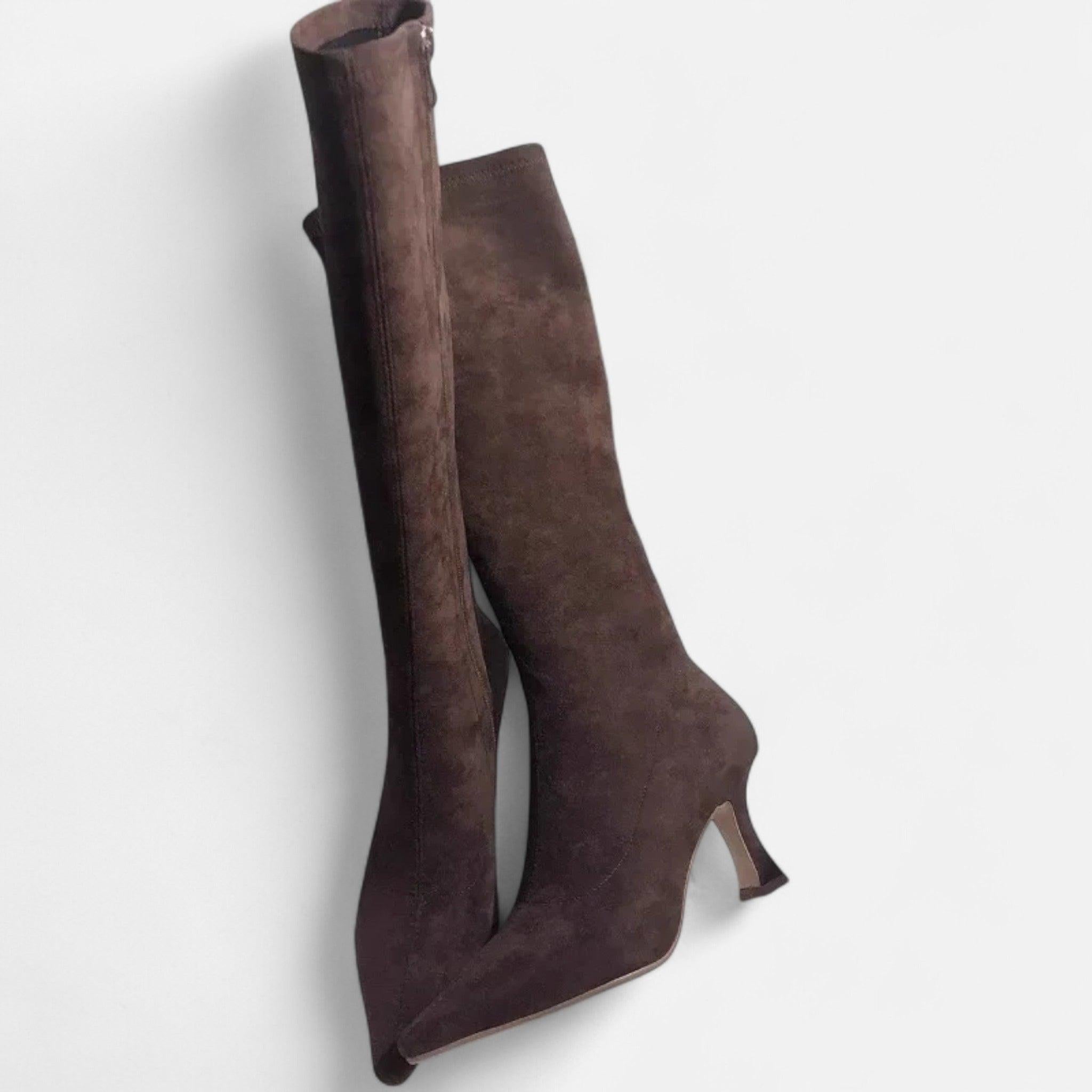 Suede Thigh-High Heeled Boots for Women | Stylish Footwear for Dressy Occasions