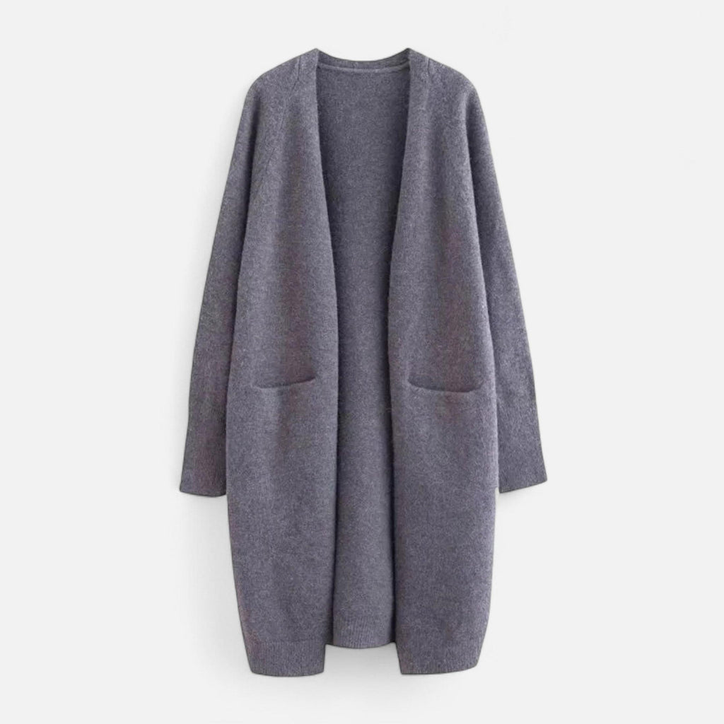 Thick Knit V-Neck Cardigan for Women - Warm Autumn Layering Sweater in Cozy Fabric