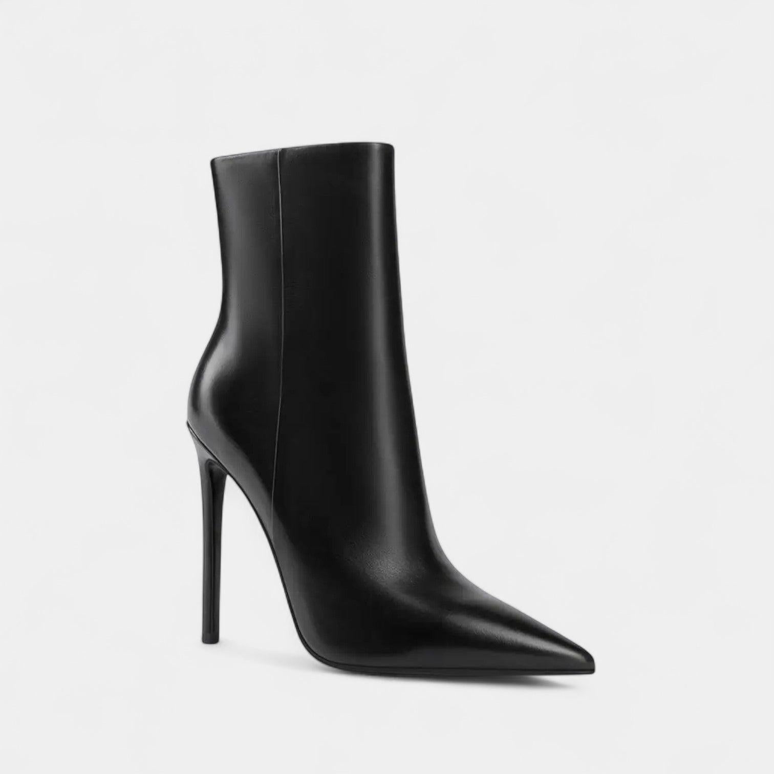 Vegan Leather Stiletto Ankle Boots for Women - Pointed Toe High Heels for Dressy Occasions and Night Out