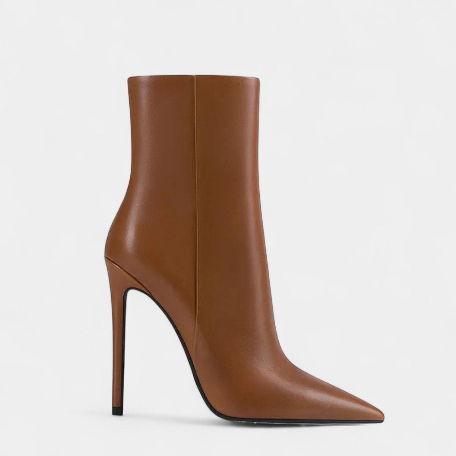 Vegan Leather Stiletto Ankle Boots for Women - Pointed Toe High Heels for Dressy Occasions and Night Out