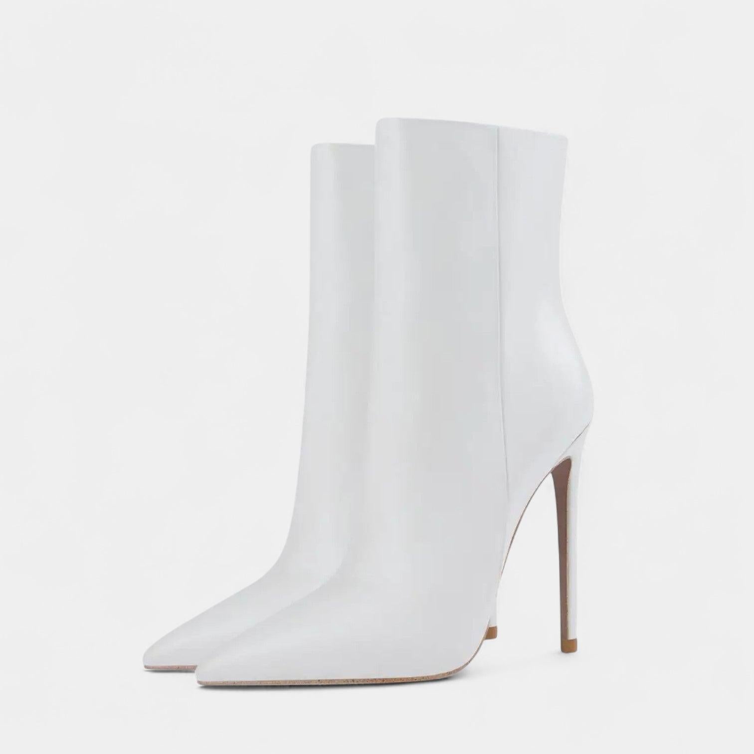 Vegan Leather Stiletto Ankle Boots for Women - Pointed Toe High Heels for Dressy Occasions and Night Out