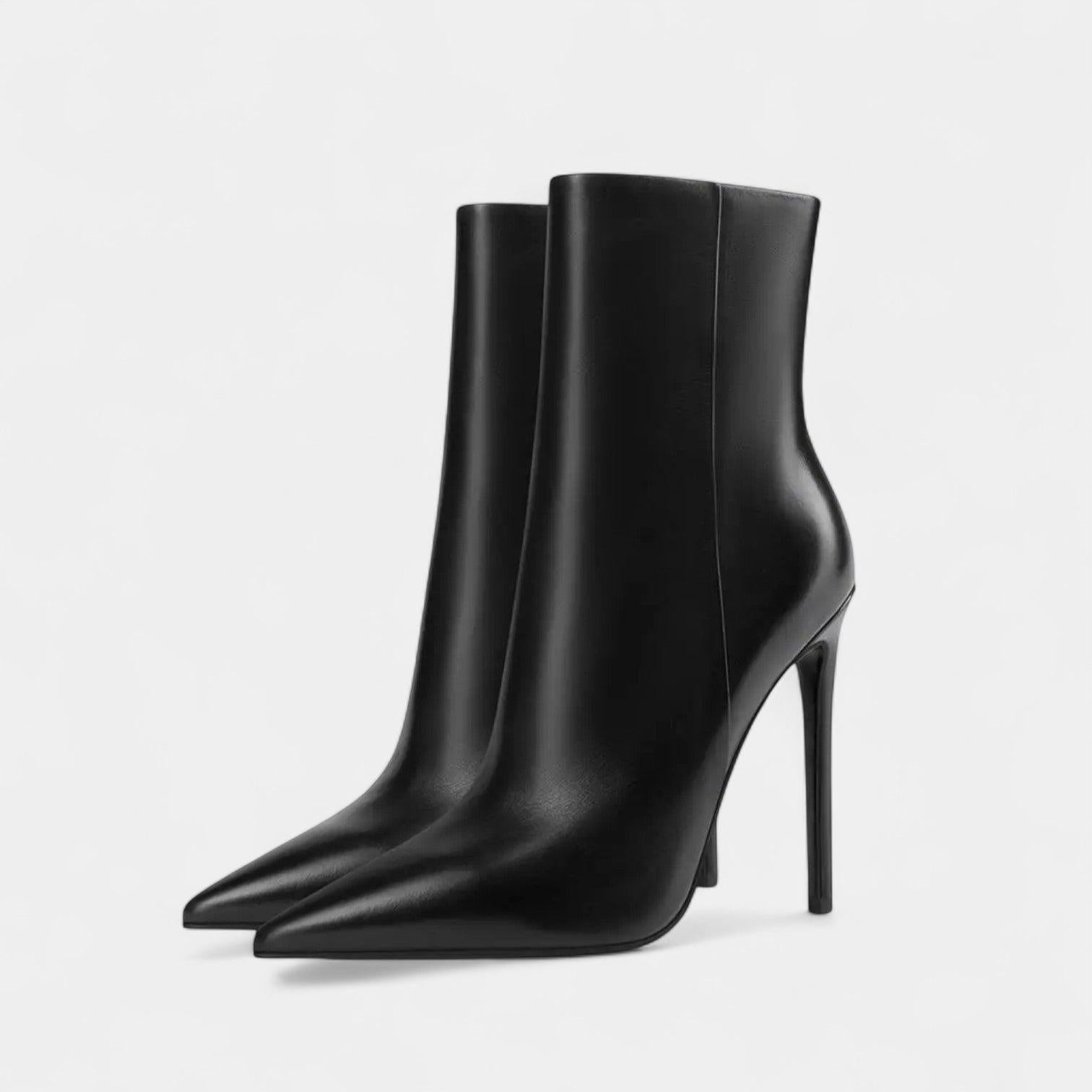 Vegan Leather Stiletto Ankle Boots for Women - Pointed Toe High Heels for Dressy Occasions and Night Out