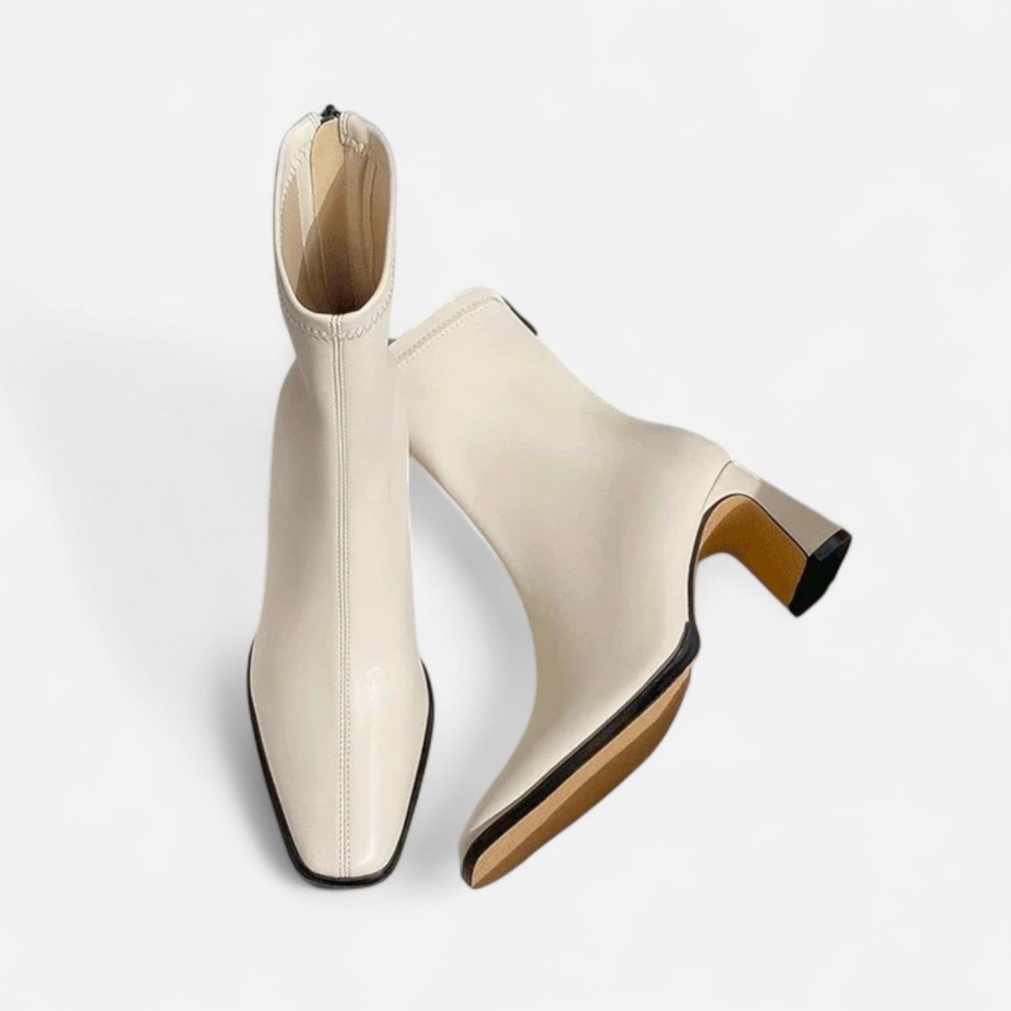 Vintage Square-Toe Ankle Boots for Women | Leather Material | Casual Footwear for Everyday Wear