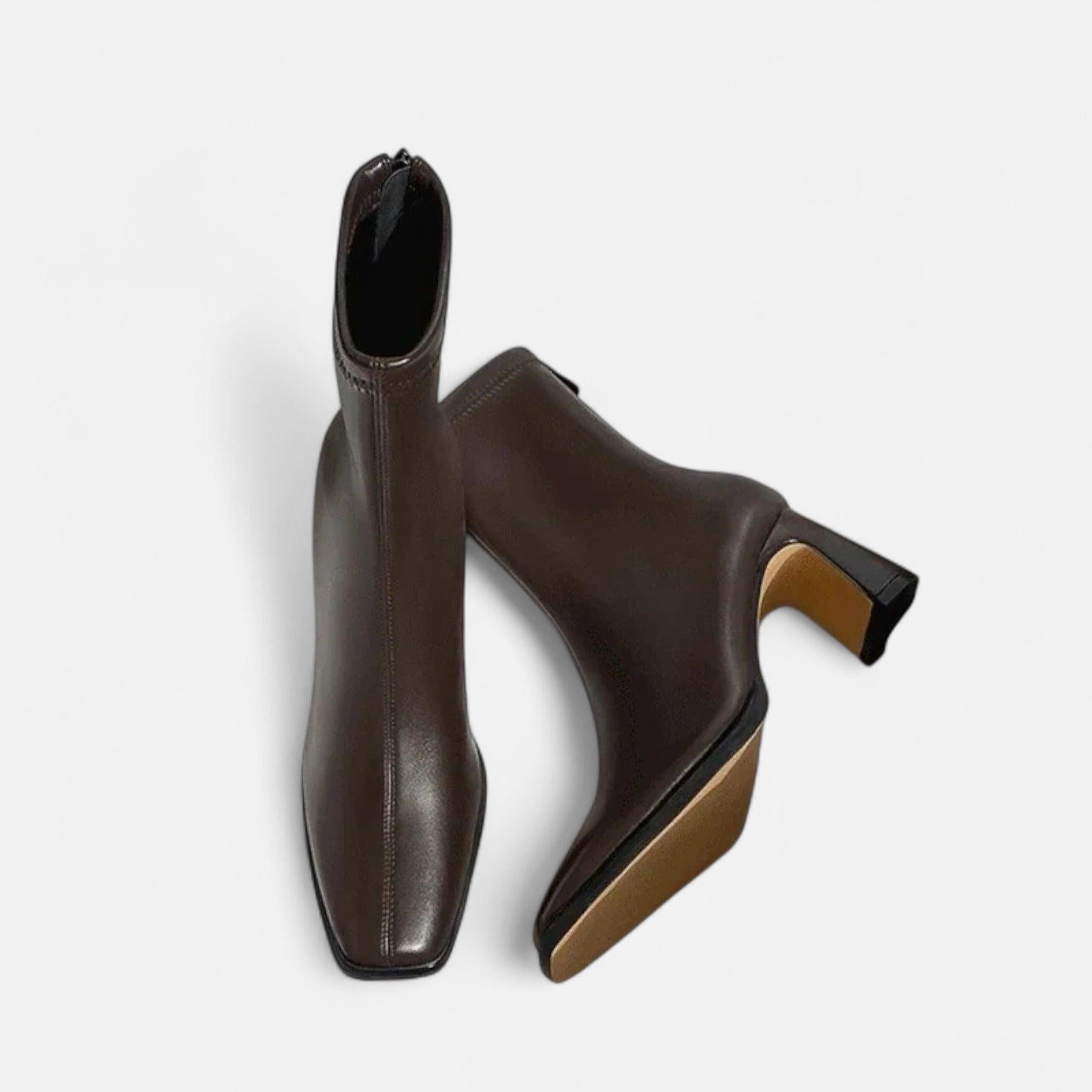 Vintage Square-Toe Ankle Boots for Women | Leather Material | Casual Footwear for Everyday Wear