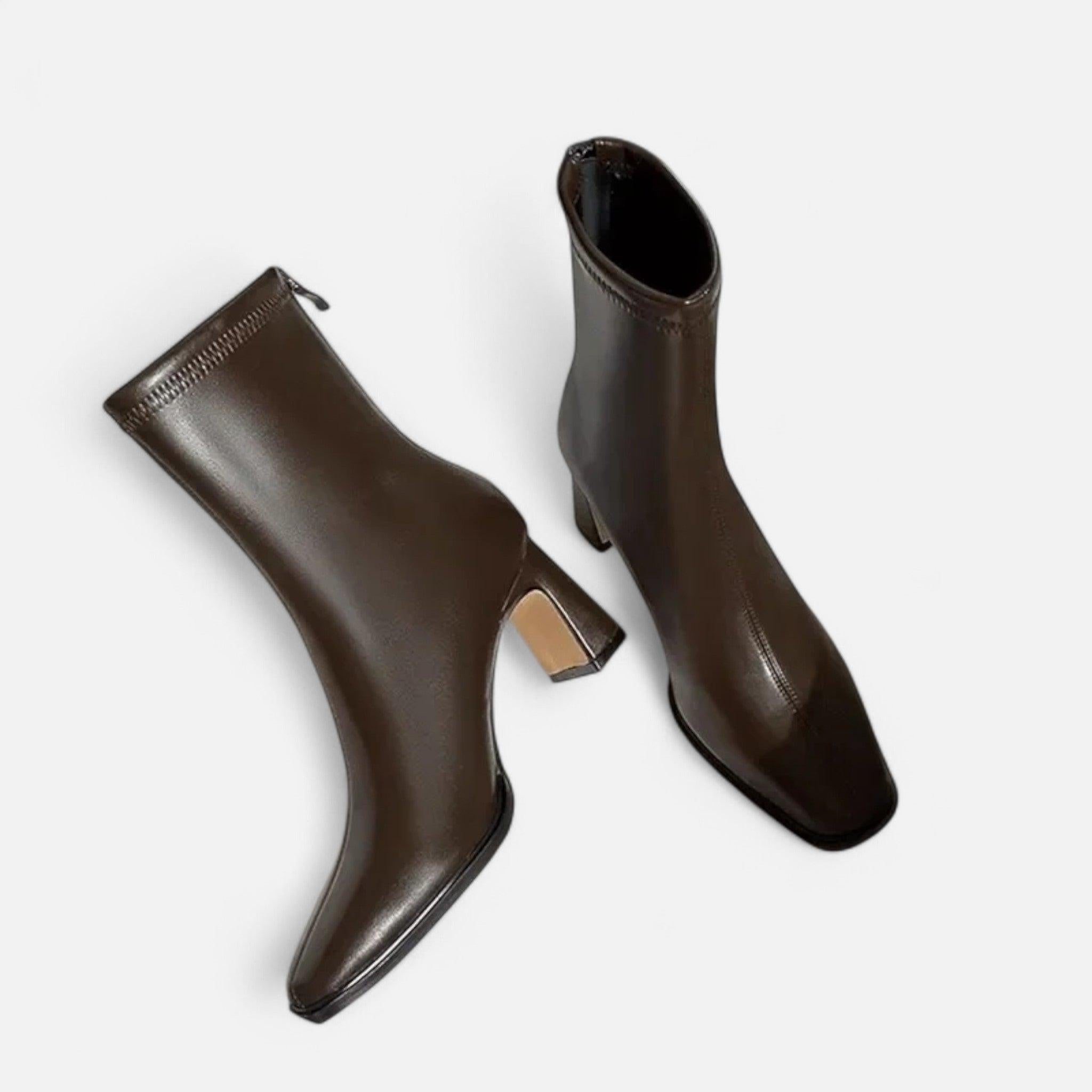 Vintage Square-Toe Ankle Boots for Women | Leather Material | Casual Footwear for Everyday Wear