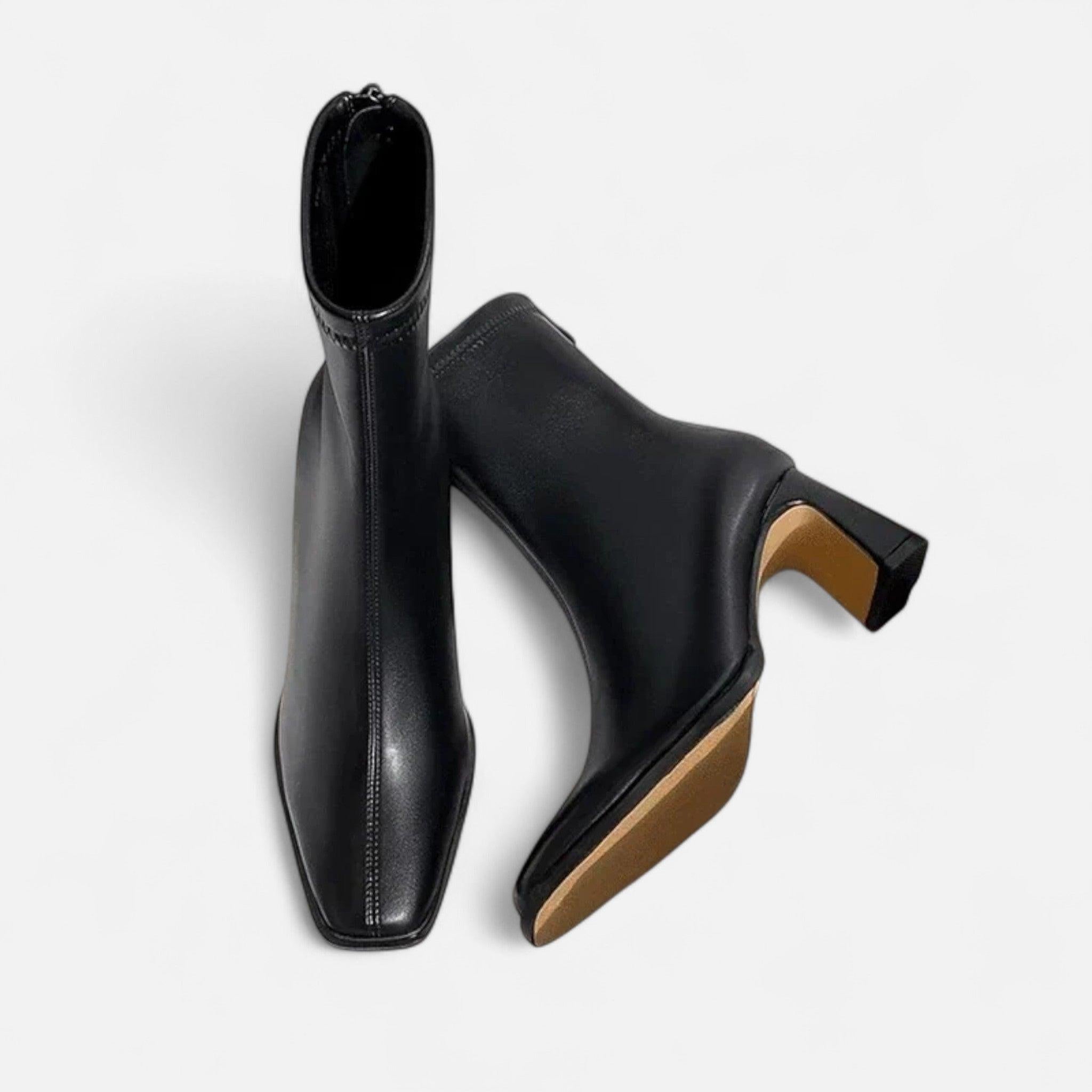 Vintage Square-Toe Ankle Boots for Women | Leather Material | Casual Footwear for Everyday Wear