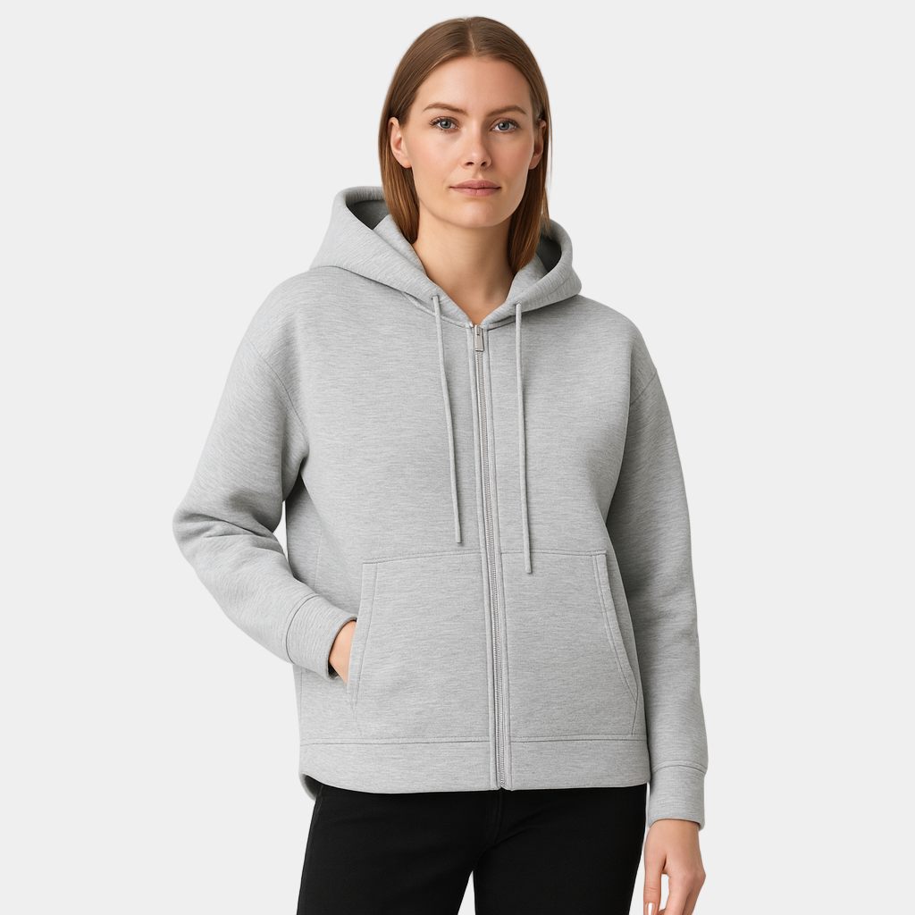 Women's Full-Zip Hoodie - Soft Cotton Blend - Casual Style - Perfect for Everyday Wear