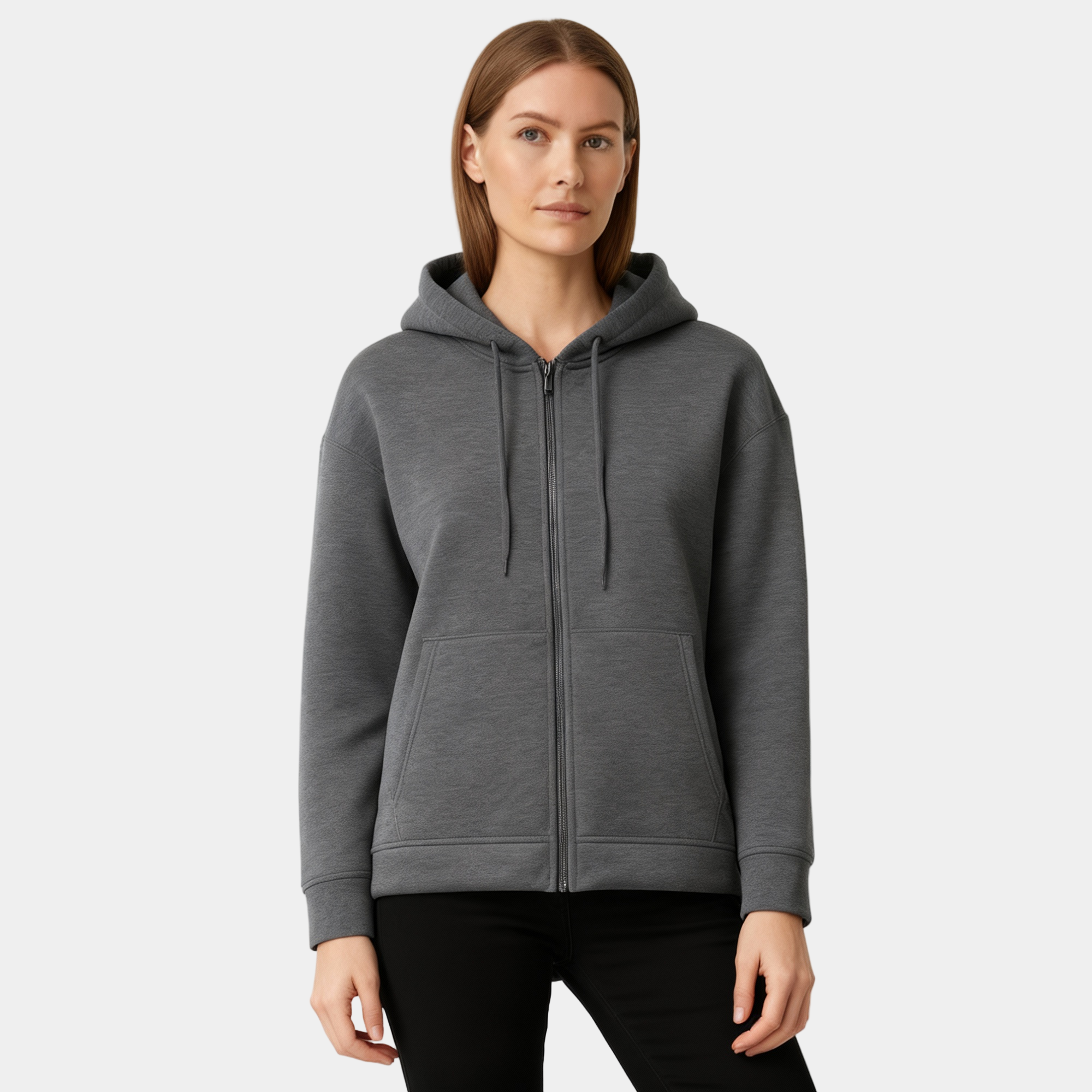 Women's Full-Zip Hoodie - Soft Cotton Blend - Casual Style - Perfect for Everyday Wear