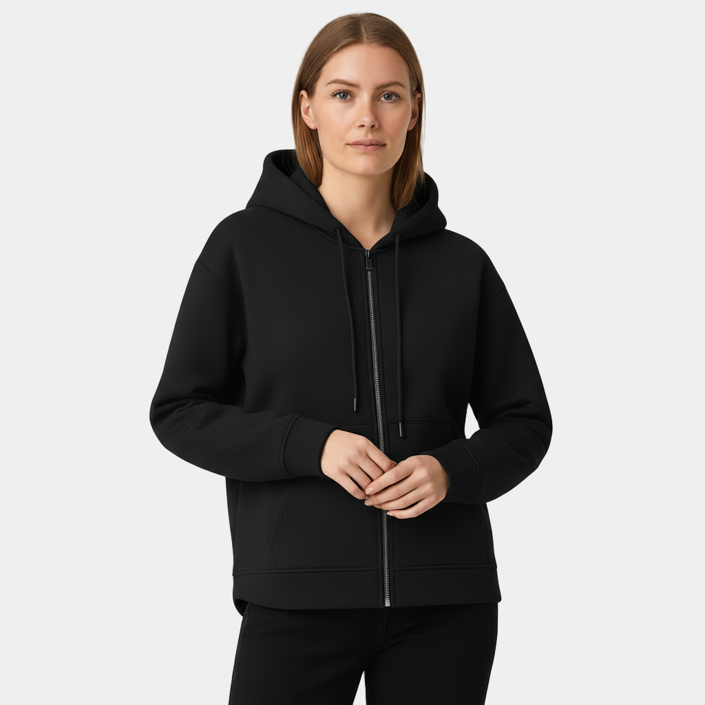 Women's Full-Zip Hoodie - Soft Cotton Blend - Casual Style - Perfect for Everyday Wear