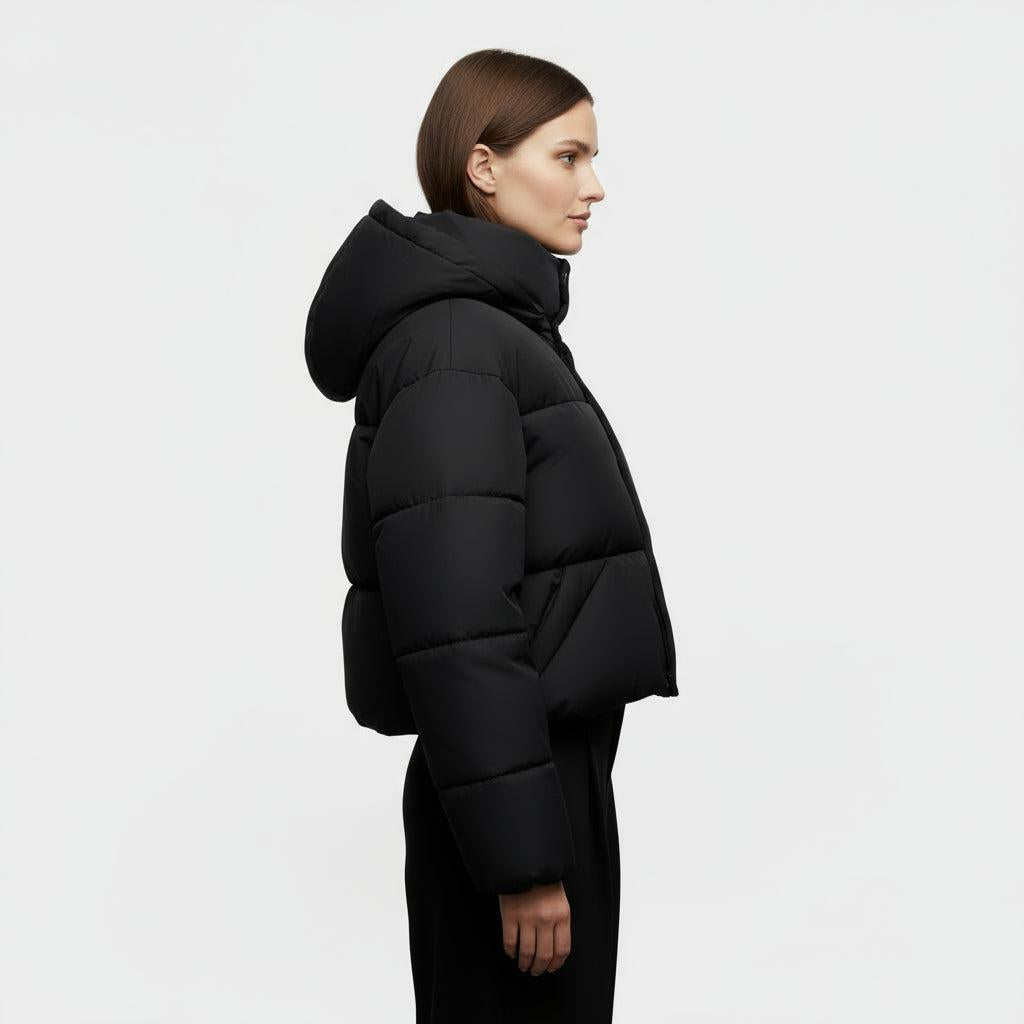 Women's Hooded Short Puffer Jacket - Lightweight Insulated Outerwear for Cold Weather - Perfect for Casual Wear