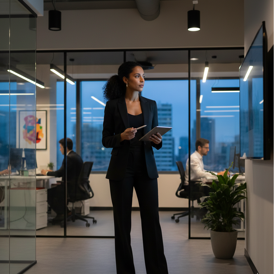 Women's Lightweight Tailored Blazer & Wide-Leg Trousers Set for Office Wear