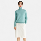Women's Merino Wool Cashmere Mock-Neck Sweater | Cozy Knitwear for Fall & Winter