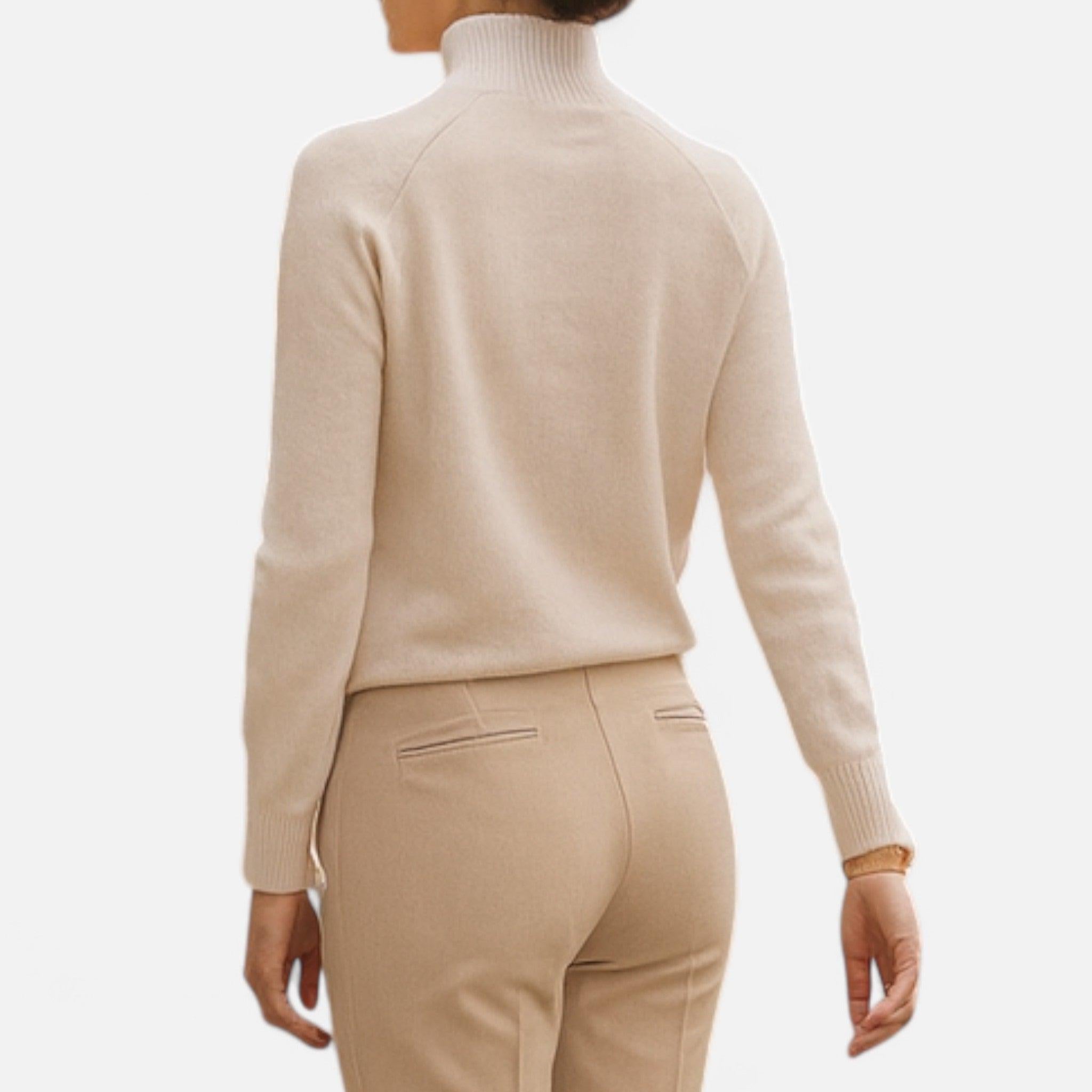 Women's Merino Wool Cashmere Mock-Neck Sweater | Cozy Knitwear for Fall & Winter