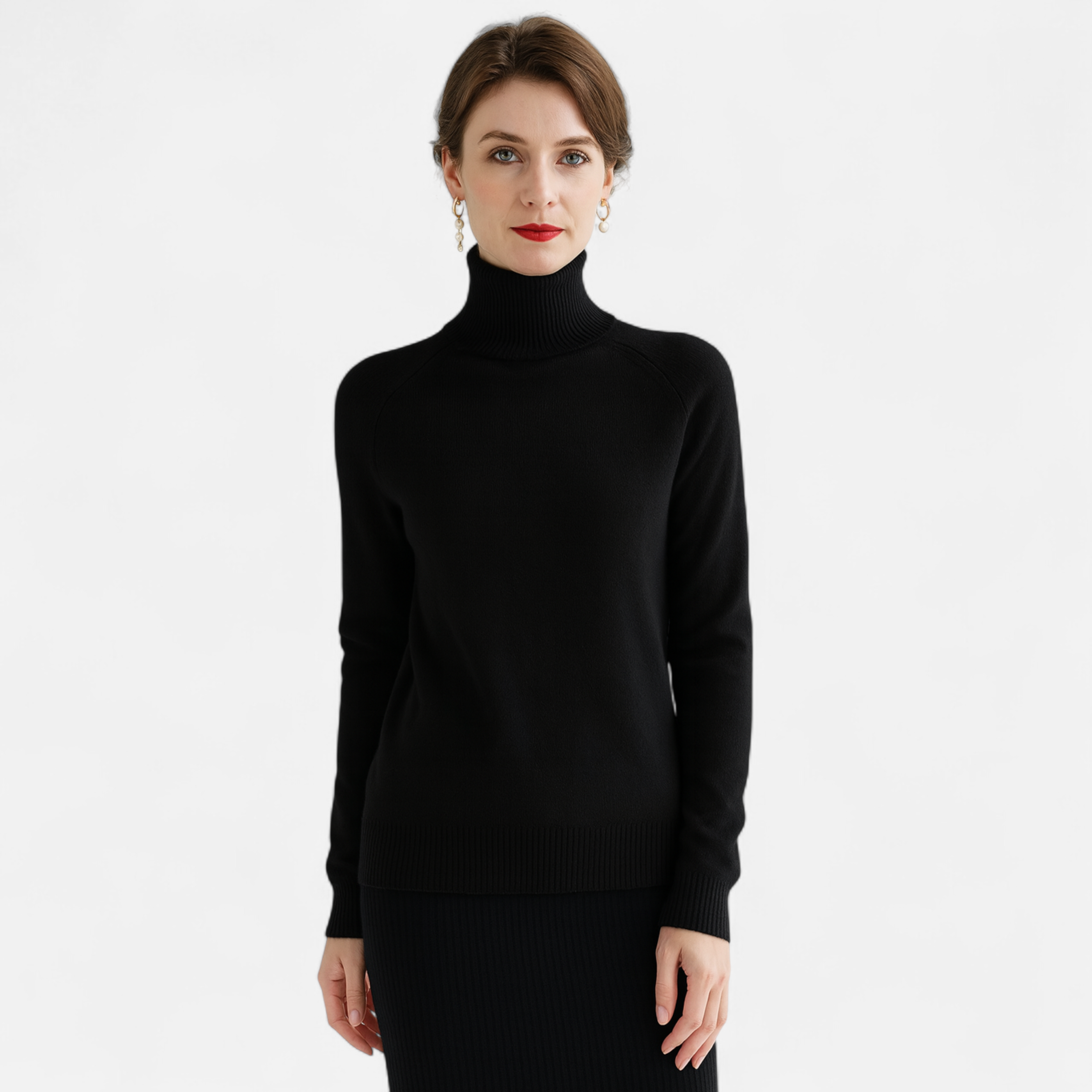 Women's Merino Wool Cashmere Mock-Neck Sweater | Cozy Knitwear for Fall & Winter