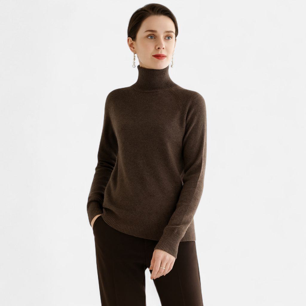Women's Merino Wool Cashmere Mock-Neck Sweater | Cozy Knitwear for Fall & Winter