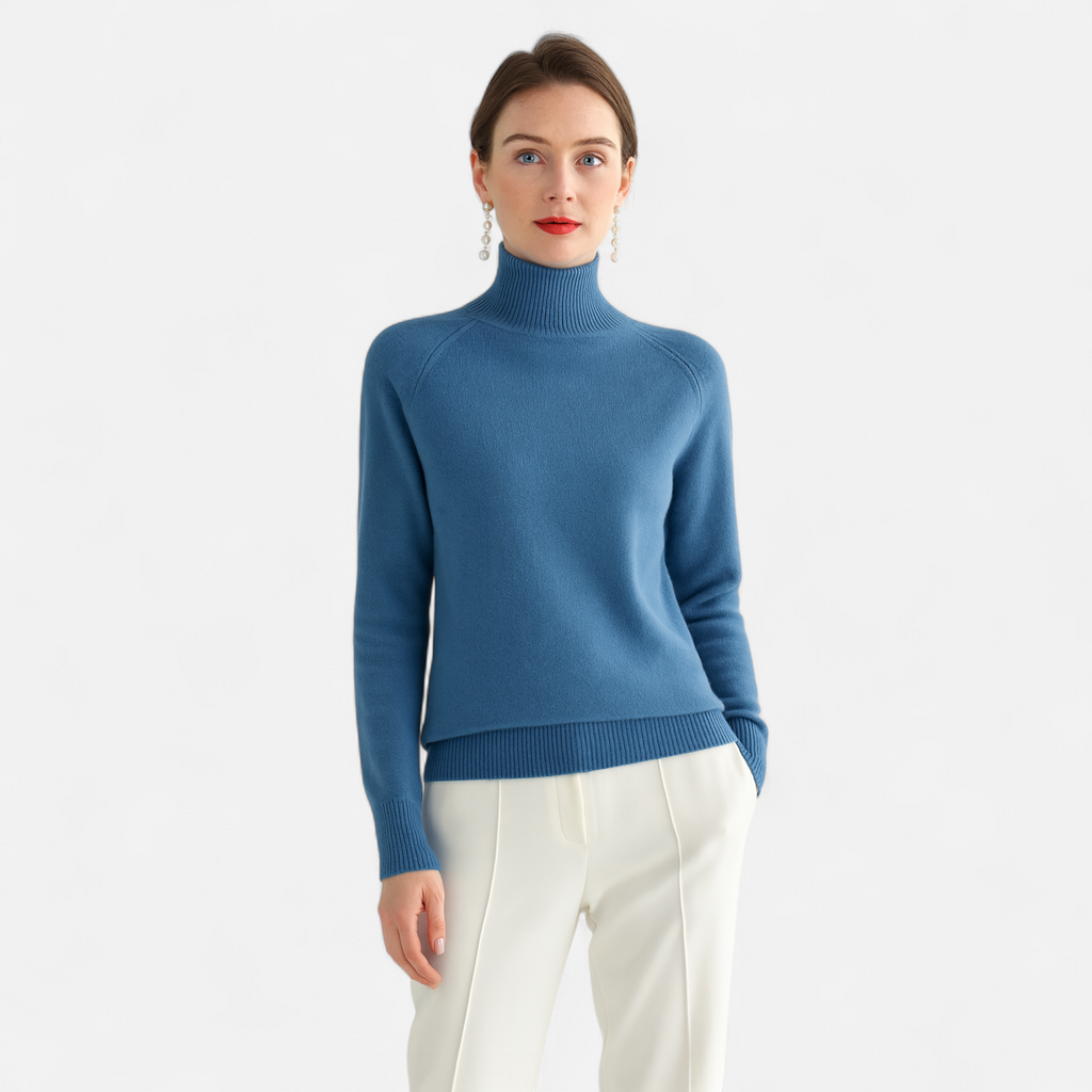 Women's Merino Wool Cashmere Mock-Neck Sweater | Cozy Knitwear for Fall & Winter