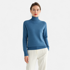 Women's Merino Wool Cashmere Mock-Neck Sweater | Cozy Knitwear for Fall & Winter