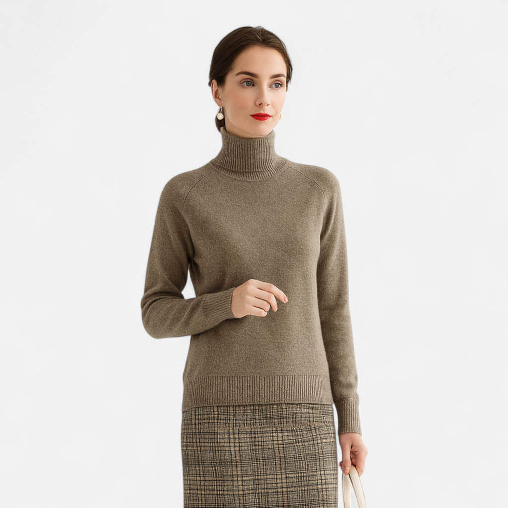 Women's Merino Wool Cashmere Mock-Neck Sweater | Cozy Knitwear for Fall & Winter