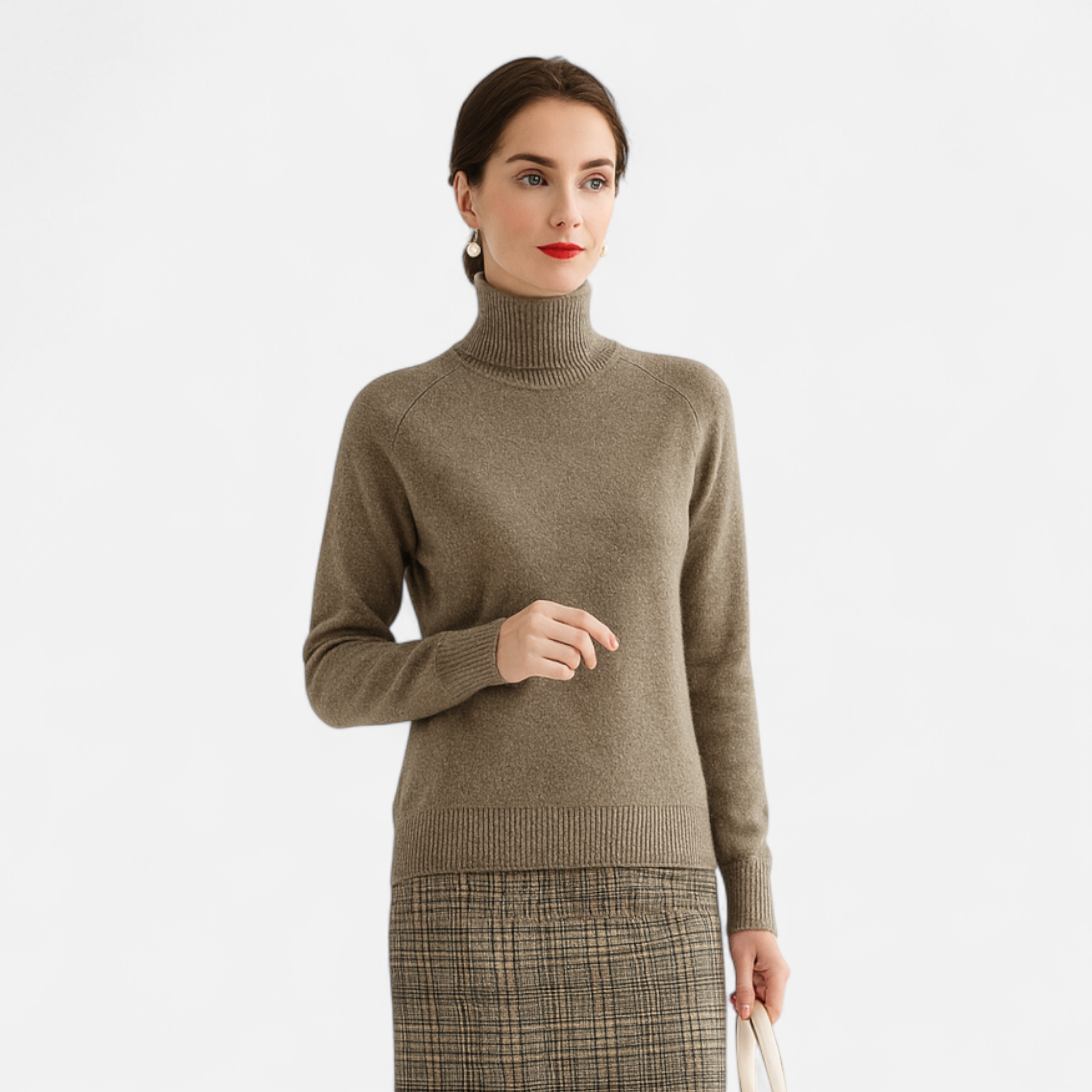 Women's Merino Wool Cashmere Mock-Neck Sweater | Cozy Knitwear for Fall & Winter