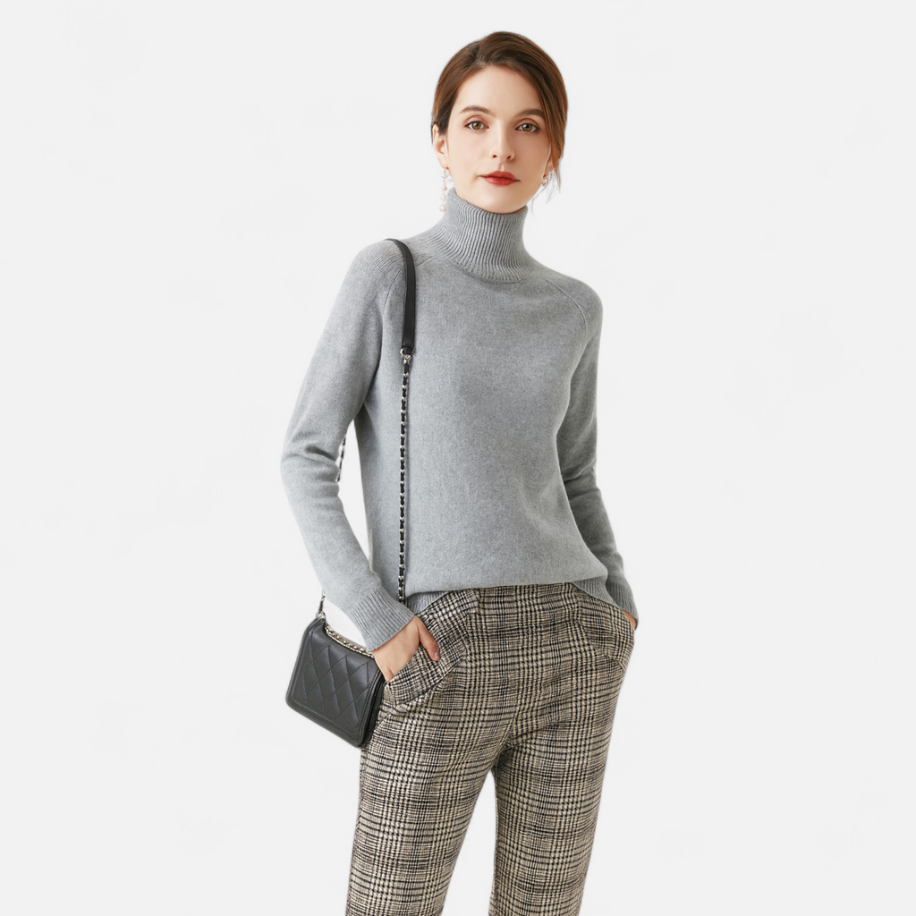 Women's Merino Wool Cashmere Mock-Neck Sweater | Cozy Knitwear for Fall & Winter