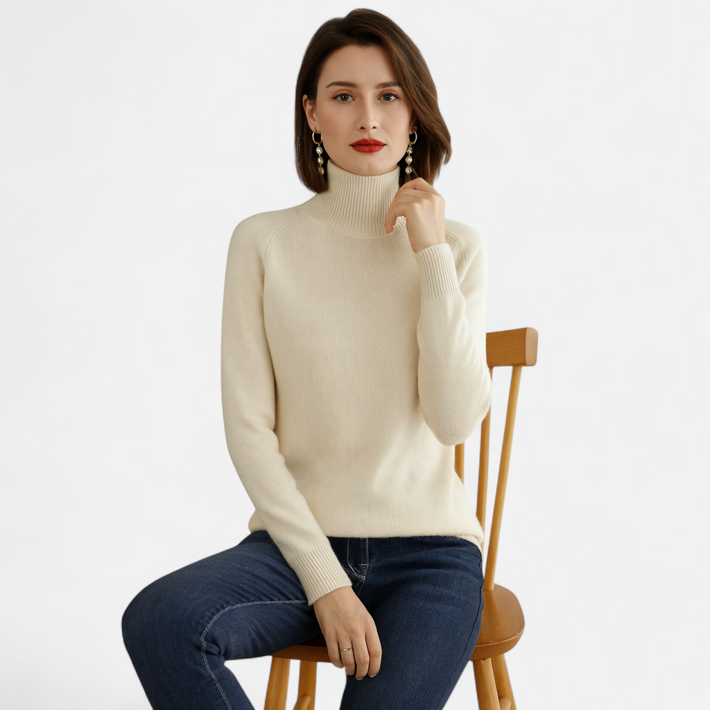 Women's Merino Wool Cashmere Mock-Neck Sweater | Cozy Knitwear for Fall & Winter