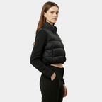 Women's Padded Stand Collar Jacket with Adjustable Hem Drawcord for Casual Wear