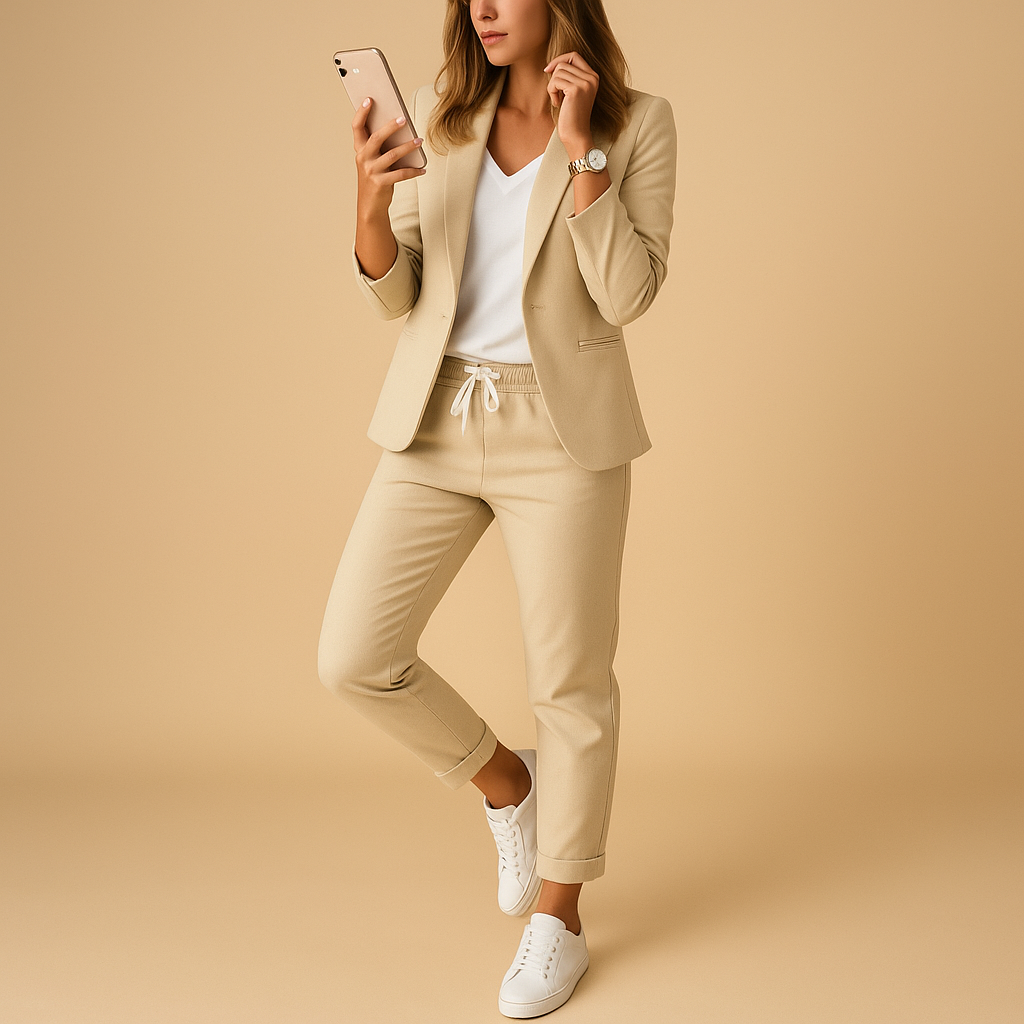 Women's Tailored Blazer and Pants Set | Lightweight Fabric | Office and Business Casual