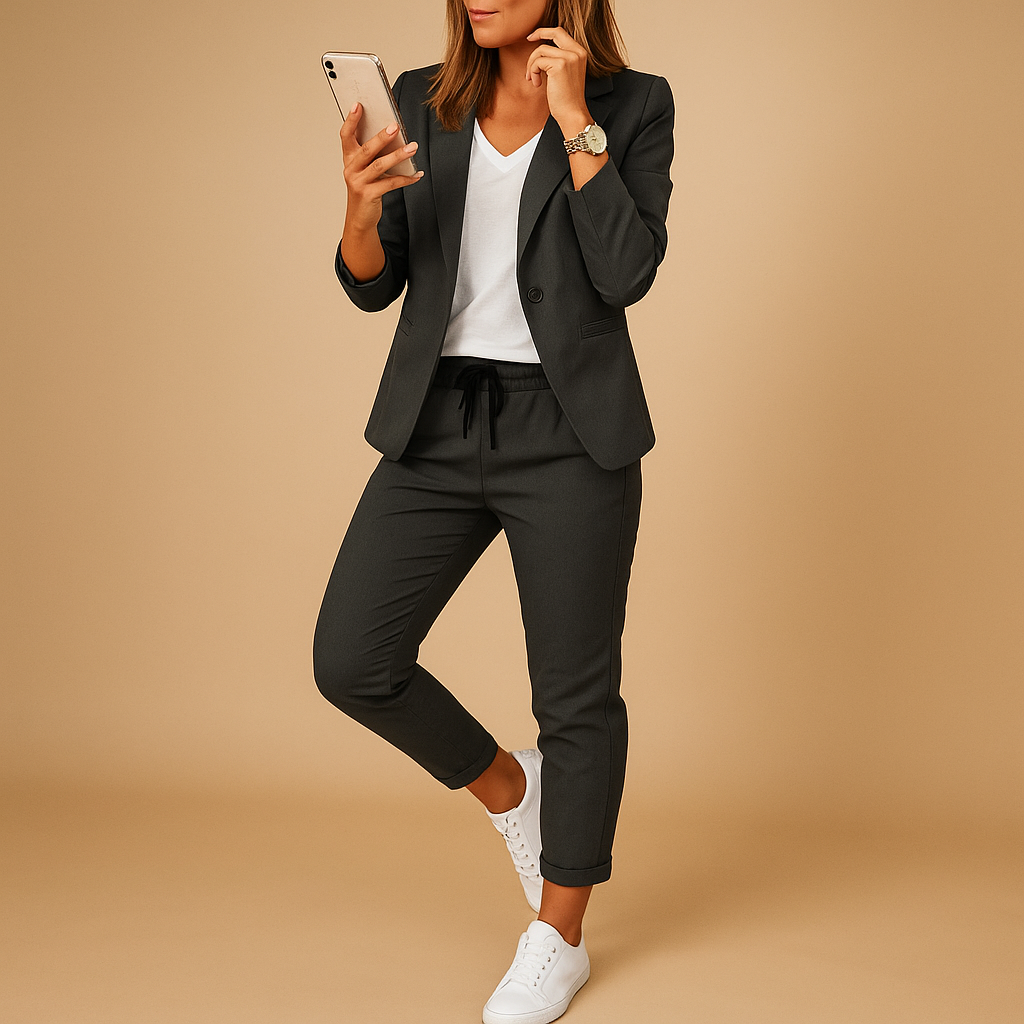 Women's Tailored Blazer and Pants Set | Lightweight Fabric | Office and Business Casual