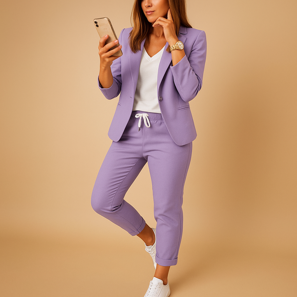Women's Tailored Blazer and Pants Set | Lightweight Fabric | Office and Business Casual
