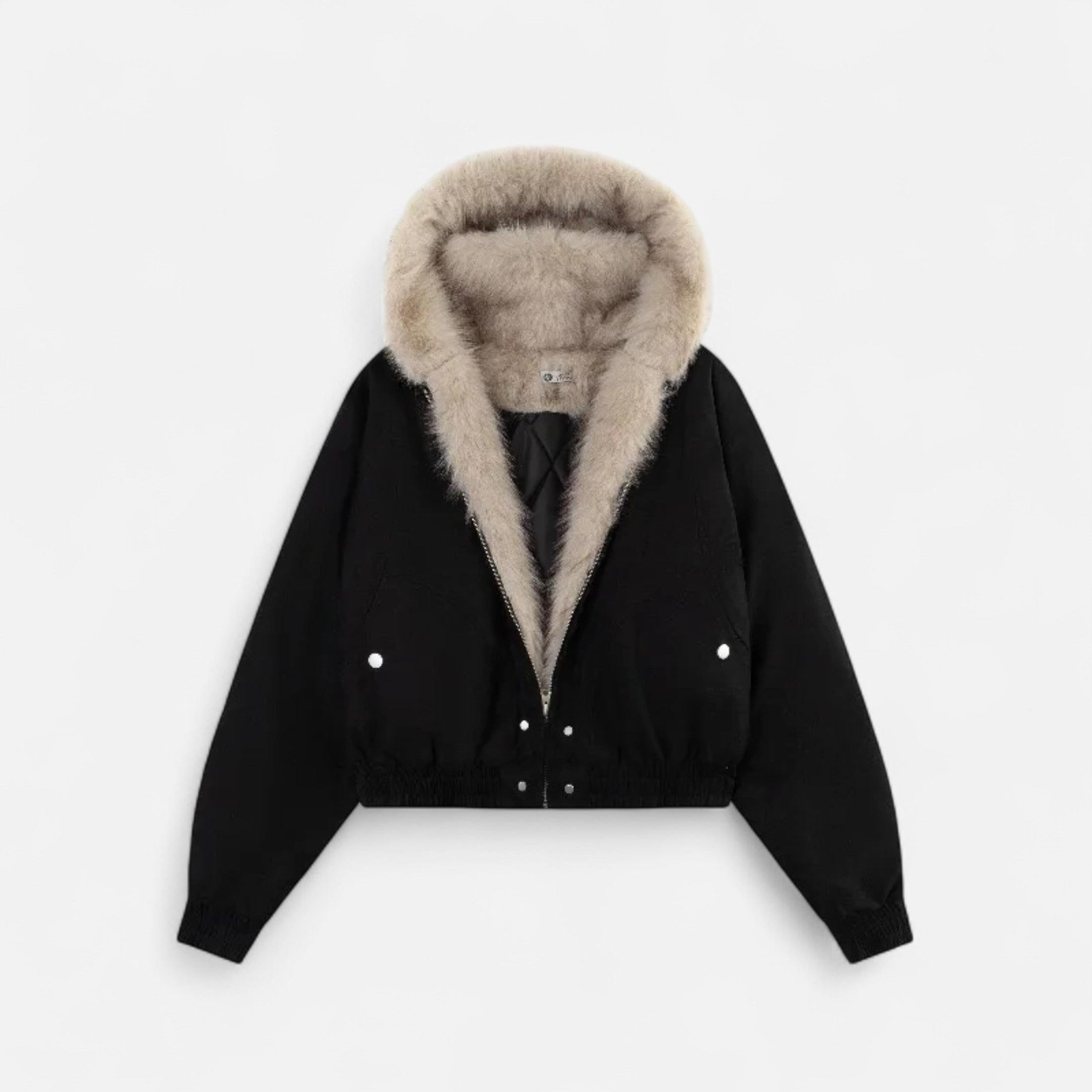 Women's Winter Hooded Coat with Fur Collar – Vintage Style Outerwear for Cold Weather