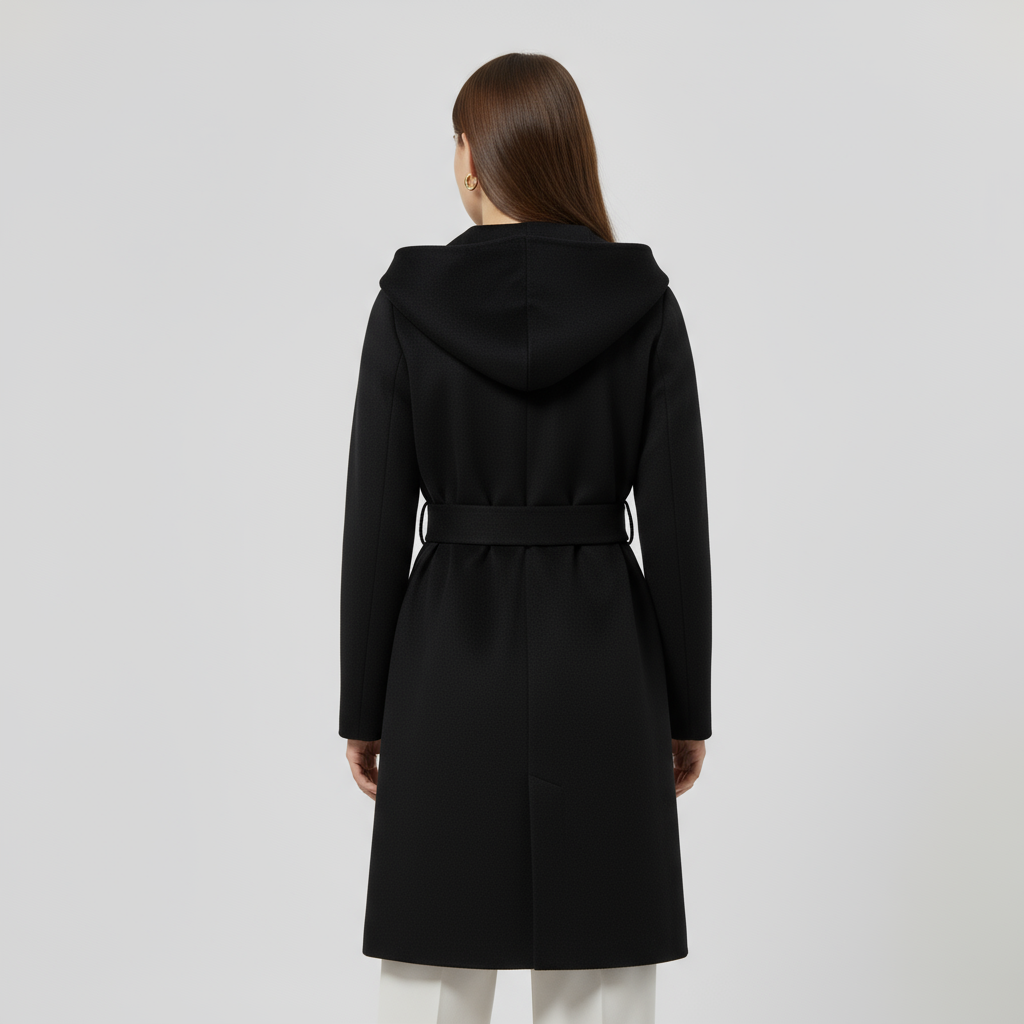 Wool Knee-Length Coat for Women with Belted Design - Stylish Outerwear for Cold Weather