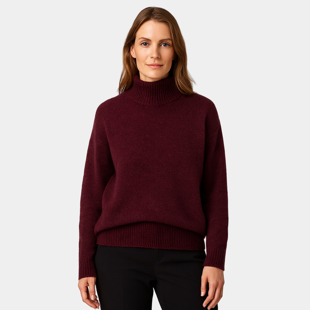 Wool Turtleneck Jumper for Women - Soft Knit Sweater for Casual Wear and Layering